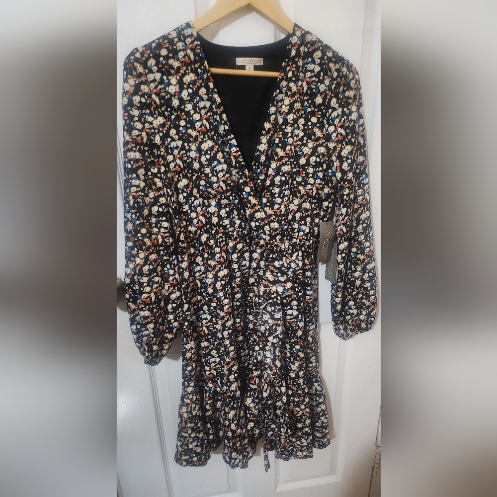 Black Floral Long Sleeve Dress